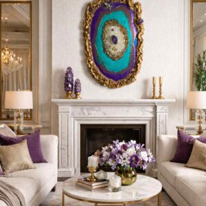 Blue-Green Epoxy Resin Crystal Geode Art Gold & Amethyst – Mystic Mirage