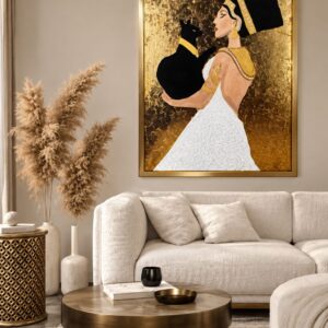 Golden Nefertiti 24 k Gold leaf Modern Epoxy Resin Wall Art
