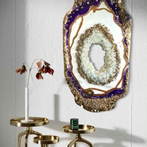 Golden Gate“Luxury Epoxy Wall Art with Quartz Crystals