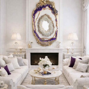 Golden Gate“Luxury Epoxy Wall Art with Quartz Crystals