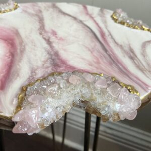 Crystal Rose Quartz Designer Epoxy Resin CoffeeTable