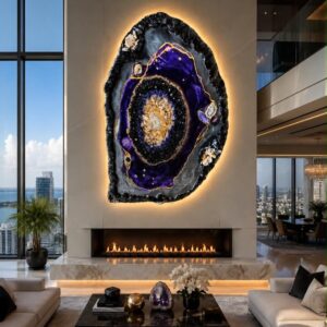 Purple Luxury Resin Gemstone Art Quartz & Agate
