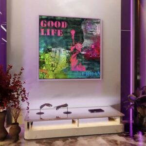 Good Life  Green-Pink Pop Art Resin Urban Art - 80*80 cm