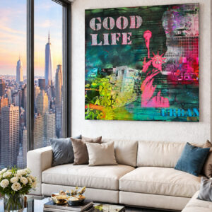 Good Life Green-Pink Pop Art Resin Urban Art - 80*80 cm