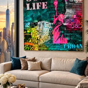 Good Life Green-Pink Pop Art Resin Urban Art - 80*80 cm