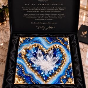Mini Geode Resin Blue Heart Shaped Quartz Crystal 15 * 15 cm