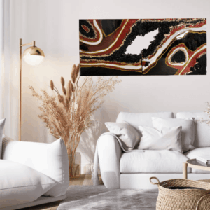 Red & Black Crystal Geode Epoxy Resin Wall Art "Milky Way"