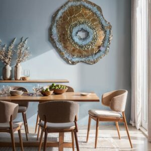 Golden Aura Luxury Quartz Crystal Resin Wall Art