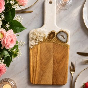 White Real Quartz Crystal-Agate Cutting Board