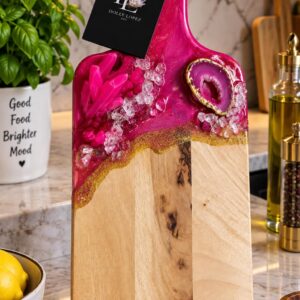 Pink Real Quartz Crystal - Agate Cutting Board