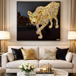 "Gold Rose Quartz Leopard"Epoxy Resin - Modern Crystal Wall Art