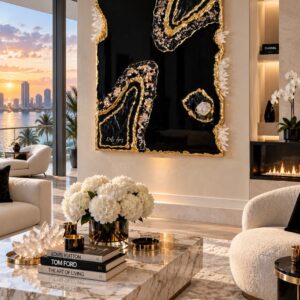 Black Quartz Queen Modern Crystal Epoxy Resin Geode Wall Art