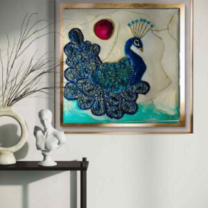 "Peacock Blue Kyanite "Epoxy Resin Peacock Luxury Geode Wall Art