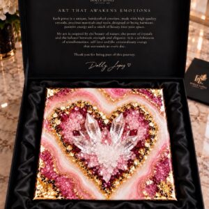 Mini Luxury Geode Resin Rosa Heart Shaped Quartz Crystal 15 * 15 cm
