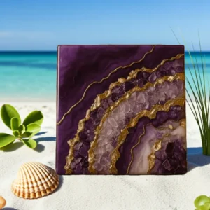 Mini Luxury Geode Resin Purple Quartz Crystal Home Decor 15 * 15 cm