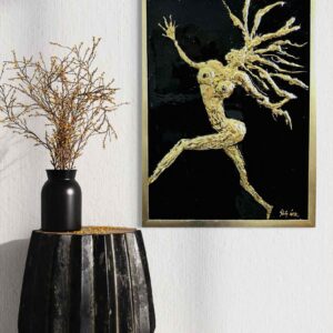 Black & Gold Sun Dancer Gold Luxury Modern Epoxy Resin Wall Art
