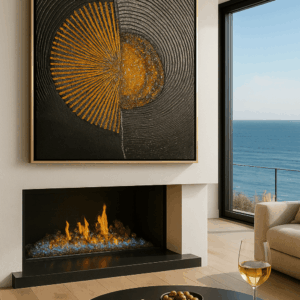 Big Circle Black-Gold Modern Resin Wall Art