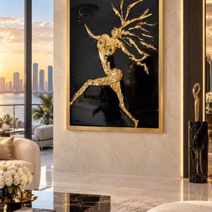 Black & Gold Sun Dancer Gold Luxury Modern Epoxy Resin Wall Art
