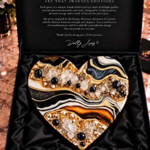 Crystal Heart Collection Beige -Gold Quartz Crystal Heart