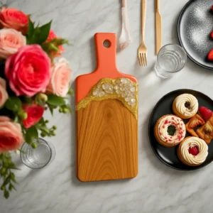 Coral Red Quartz Crystal Cutting Board