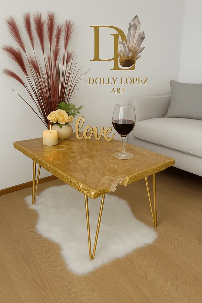 Designer resin crystal table by dolly lopez