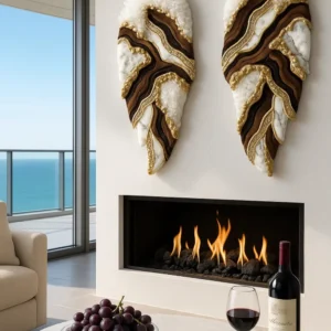 XL Angel Wings Black-White Quartz Luxury Epoxy Resin  Wall Art 100*40 cm