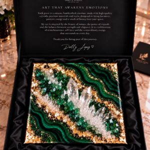 Luxury Geode Resin Green Quartz Crystal Home Decor 30* 30 cm