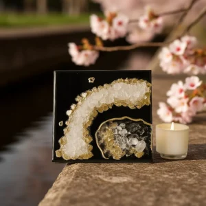 Mini Geode Black Resin Quartz Crystal 15*15 cm