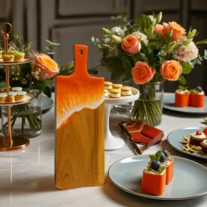 Ocean Orange Waves  Crystal Cutting Board