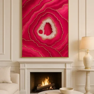 Pink Panther Crystal Geode Epoxy Resin Luxury Wall Art