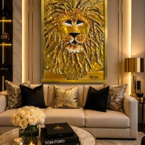 Golden Leo  Luxury Epoxy Resin  Wall Art
