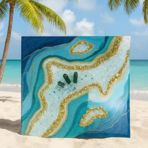 Luxury Geode Resin Blue Quartz Crystal Home Decor 30* 30 cm