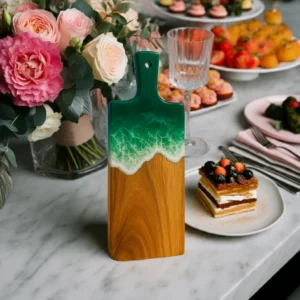 Ocean Green Waves  Crystal Cutting Board