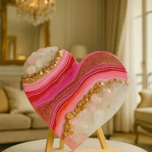 Crystal Heart Collection Pink  Quartz Crystal Heart