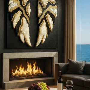 Angel Wings Black-White Quartz Luxury Epoxy Resin Wall Art 70* 30 cm