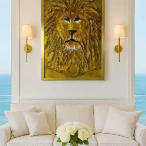 Golden Leo Luxury Epoxy Resin Wall Art