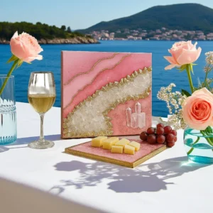 Mini Geode Resin Rosa Quartz Crystal 15 * 15 cm