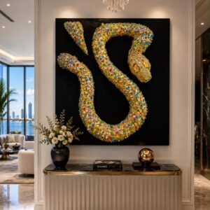 "Amethyst -Rose Quartz Snake" – Luxury Crystal Resin Gemstone Art