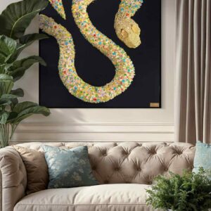 "Gold Rose Quartz Jewel Snake" – Luxury Crystal Resin Gemstone  Art