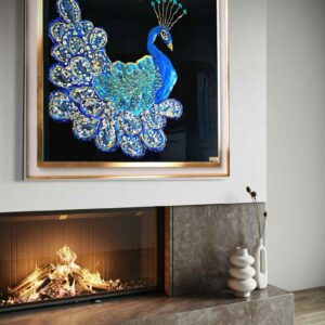 "Black Peacock Blue Kyanite "Epoxy Resin Luxury Gemstone Wall Art