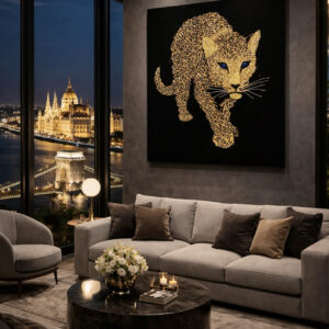 "Gold Leopard-The Fame Hunter "Epoxy Resin Modern Crystal Wall Art
