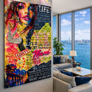 Miami Vibe Green-Pink Pop Art Resin Urban Art - 70*100cm