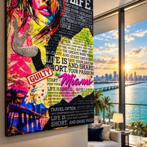 Miami Vibe Green-Pink Pop Art Resin Urban Art - 70*100cm