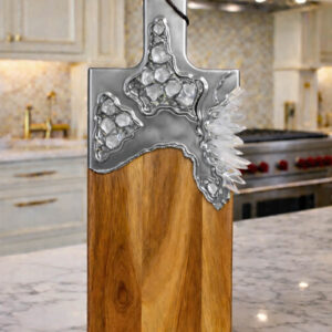 Crystal Silver Metallic Quartz Crystal Cutting Board