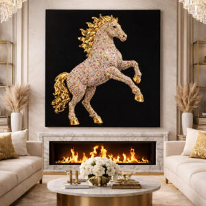 " A Rose Quartz Horse "– Luxury Crystal Resin Gemstone Art