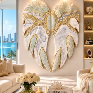 XL White & Angel Wings Clear Quartz Luxury Resin Modern Wall Art 100*40 cm