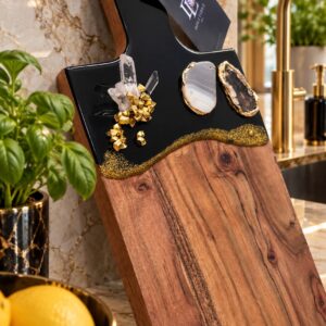 Black Clear Quartz Crystal Cutting Board