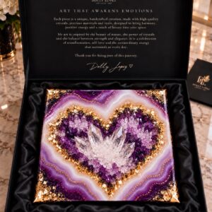 Luxury Geode Resin Purple  Heart Quartz Crystal Home Decor 30* 30 cm